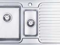 (EM01) LH RH modern 25 degree radius cornered inset 1.5 bowl kitchen sink and drainer