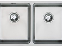 (UM2502) 25 degree radius cornered undermount double bowl kitchen sink BP13 Glass